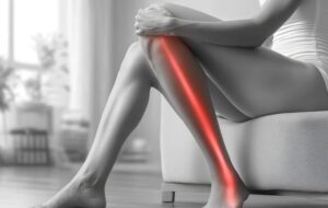 A person at home in Vancouver experiecing sciatic leg pain.